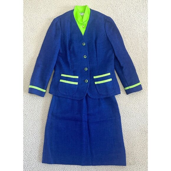 Vintage 40s The Pilot Cobble Skirt Suit 3 Piece‎ Top Jacket Office Siren - Picture 1 of 15